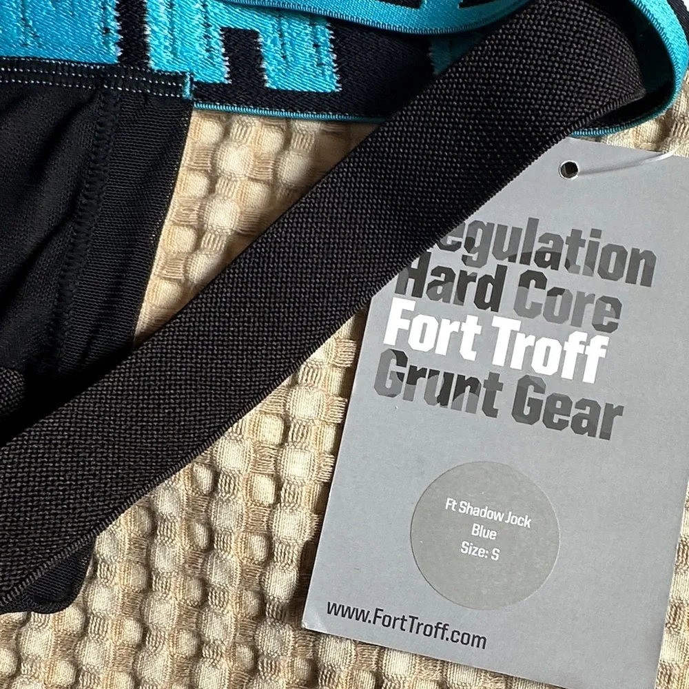 Fort Troff Men's Black and Blue Sheer Mesh Shadow Jockstrap